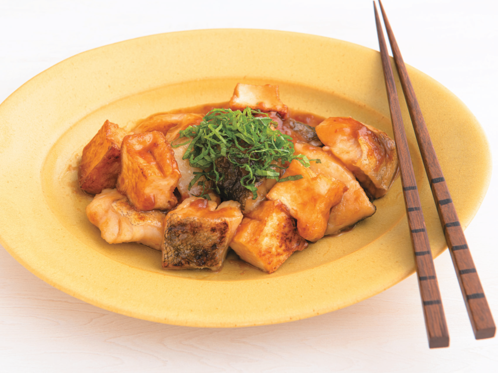たらと厚揚げの梅照り焼き